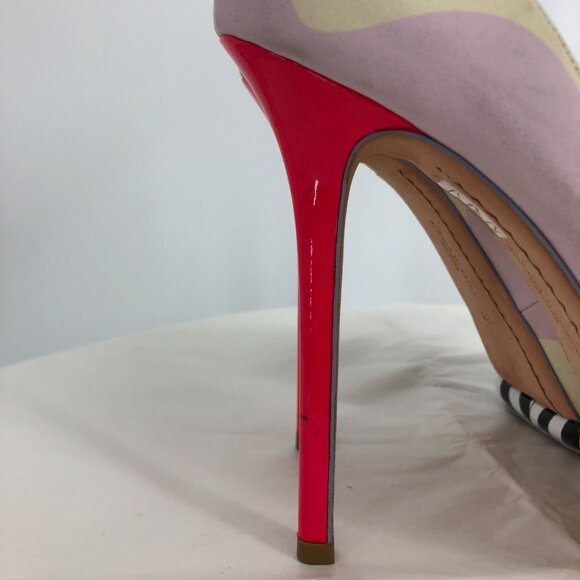 Sophia Webster Open-toe Whimsical neon pink, cream high pumps 7.5 (Euro 38) - Picture 9 of 16